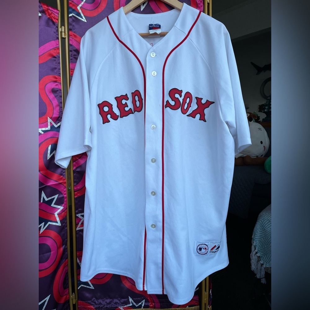 Vintage Majestic Boston Red Sox Keith Foulke 29 White Jersey Button Rare MLB USA - Picture 2 of 14